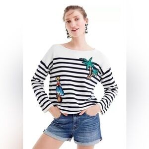 J CREW STRIPED CABANA SWEATER TOP SZ M